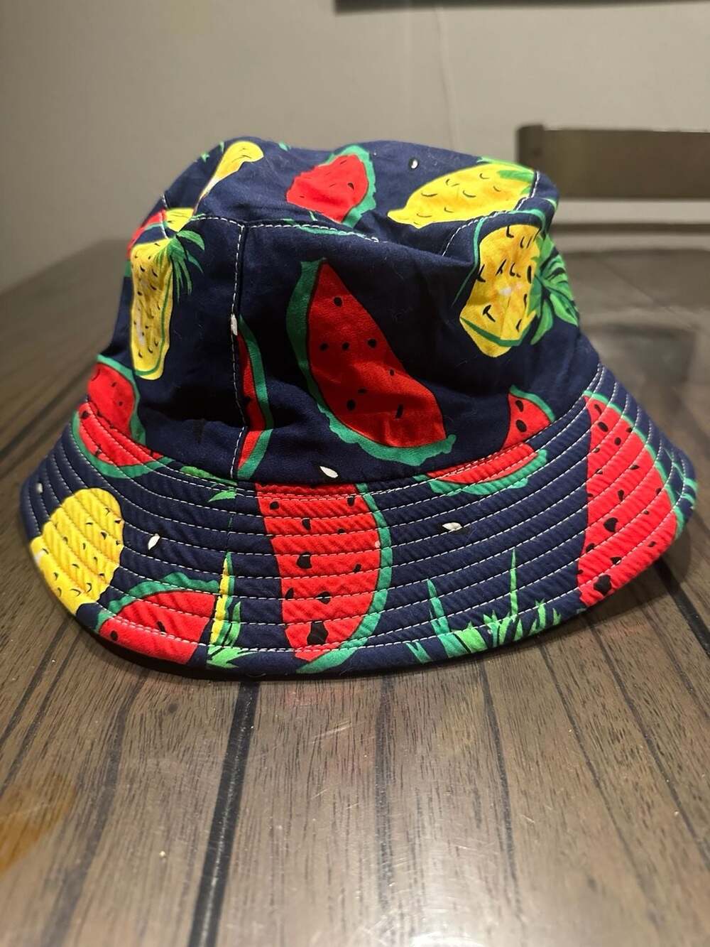 Unbranded Watermelon Pineapple Fruit Print Navy Blue Bucket Hat